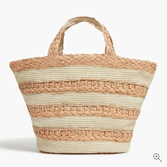 Straw Jute Tote Bag for Summer J Crew Factory NWT BRAND NEW IN BAG! - Picture 1 of 5